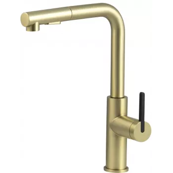 DEANTE Hiacynt Küchenarmatur mit Ausziehauslauf, Chrom, Einhebelmischer, Höhe 370 mm