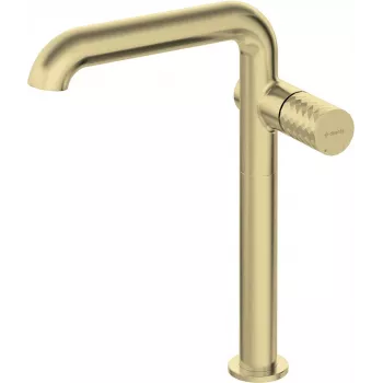 DEANTE Hochwaschbecken-Armatur mit rechteckigem Auslauf, glänzend Gold, Einhebelmischer, Keramikkartusche, Aufsatzmontage