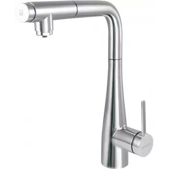 DEANTE Küchenarmatur mit Wasserfilteranschluss und Ausziehauslauf, Chrom, 3-in-1 Warm/Kalt/Gefiltertes Wasser, Einhebelmischer, 360° schwenkbar, Messingkörper