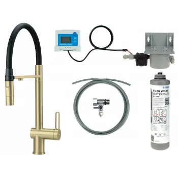 DEANTE Küchenarmatur mit Wasserfilterset, Flexibler Auslauf, Matt Schwarz