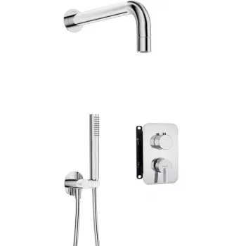 DEANTE Neo Nero Unterputz-Duschset mit Mischer BOX und Handbrause, Matt Schwarz, 250 mm Regendusche