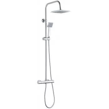 DEANTE Regenbrause mit Thermostat-Mischbatterie - Matt Schwarz, 250mm runder Kopf, höhenverstellbar