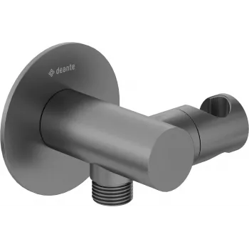 DEANTE Abgewinkelter runder Stecker mit Hörerhalterung - Spiralkabel RJ9 10m Schwarz