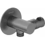 DEANTE Abgewinkelter runder Stecker mit Hörerhalterung - Spiralkabel RJ9 10m Schwarz