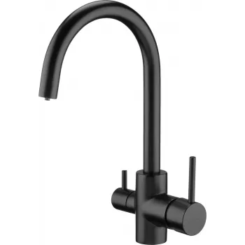 DEANTE Silia Küchenarmatur mit Wasserfilteranschluss, Matt Schwarz, Ausziehbarer Schwenkauslauf