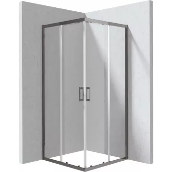 DEANTE Square Duschkabine 80x80 cm mit Doppelschiebetüren, Chromrahmen