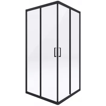 DEANTE Eckdusche 90 cm, Schwarz Matt, Doppelte Schiebetüren