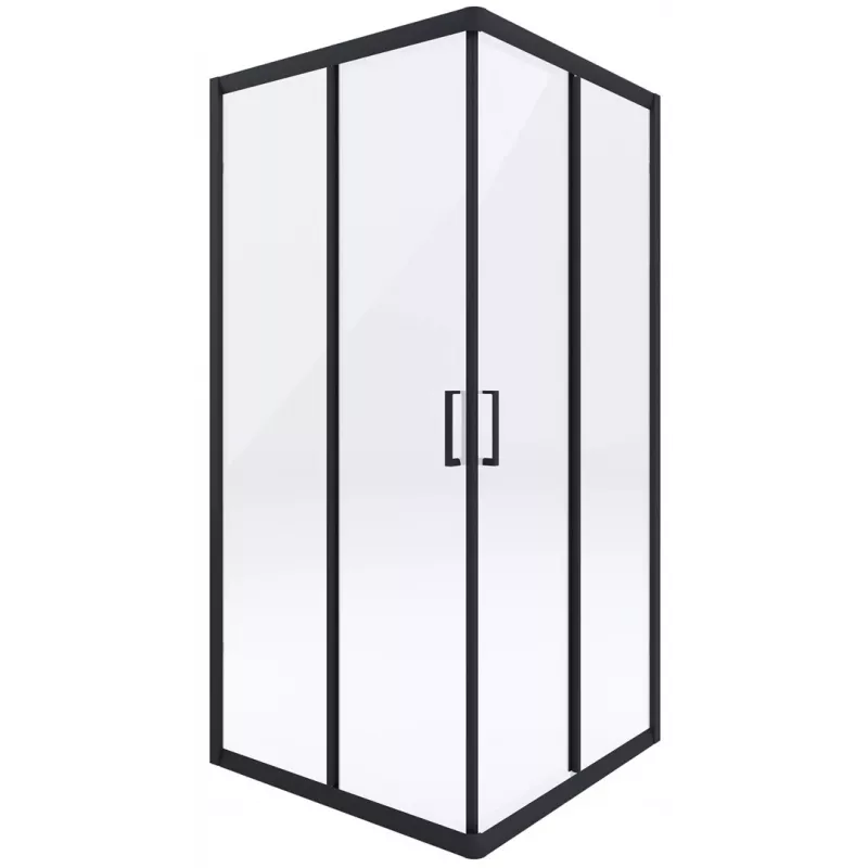 DEANTE Eckdusche 90 cm, Schwarz Matt, Doppelte Schiebetüren