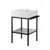 DEANTE Stand-Waschtischunterschrank mit Waschbecken - 56,5x50 cm, Weiß Hochglanz, 2 Schubladen mit Soft-Close