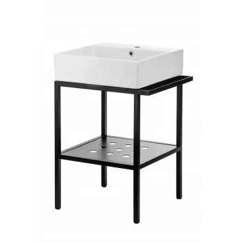 DEANTE Stand-Waschtischunterschrank mit Waschbecken - 56,5x50 cm, Weiß Hochglanz, 2 Schubladen mit Soft-Close