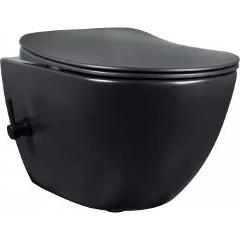 DEANTE Toilette mit Bidetfunktion - mit Mischbatterie, Stand-WC, randlos, Dual Flush 3/5L, Weiß, Keramik, Soft-Close-Sitz