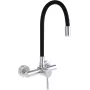 DEANTE Wandmontierte Küchenarmatur mit gebogenem Auslauf, Chrom, Einhebelmischer, Messing, 220 mm Reichweite