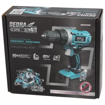 DEDRA DED7040 18V Akku-Schlagbohrschrauber mit 50 Nm Drehmoment, 13 mm Metallbohrfutter, LED-Licht