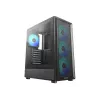 Deepcool CC550 4F Mid-Tower-Gehäuse, 4x 120mm LED-Lüfter, gehärtetes Glas, Schwarz