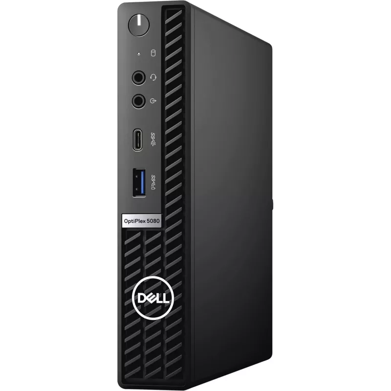 Dell OptiPlex 5080 Micro Desktop PC, Intel Core i5-10500T, 12GB RAM, 256GB SSD, Windows 10 Pro, Schwarz