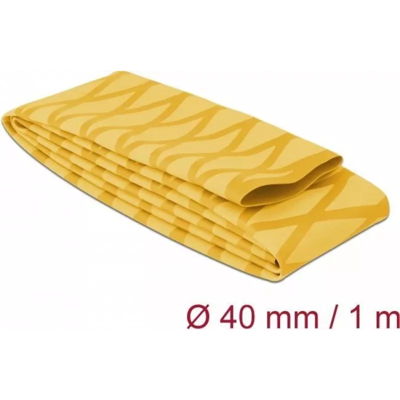 Delock 19605 Wärmeschrumpfschlauch, X-Muster rutschfest, 1 m x 40 mm, gelb