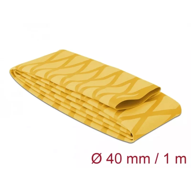 Delock 19605 Wärmeschrumpfschlauch, X-Muster rutschfest, 1 m x 40 mm, gelb