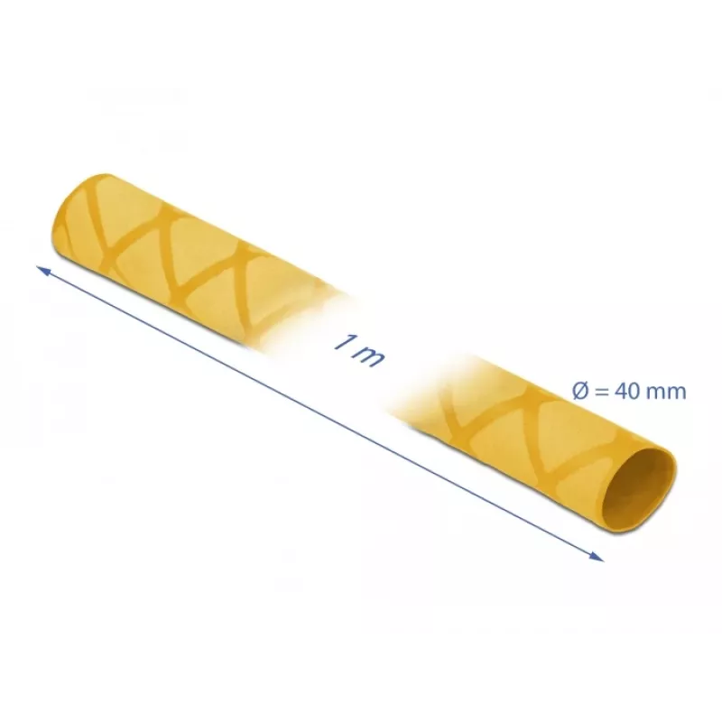 Delock 19605 Wärmeschrumpfschlauch, X-Muster rutschfest, 1 m x 40 mm, gelb