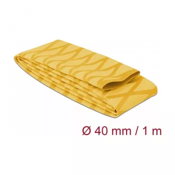 Delock 19605 Wärmeschrumpfschlauch, X-Muster rutschfest, 1 m x 40 mm, gelb