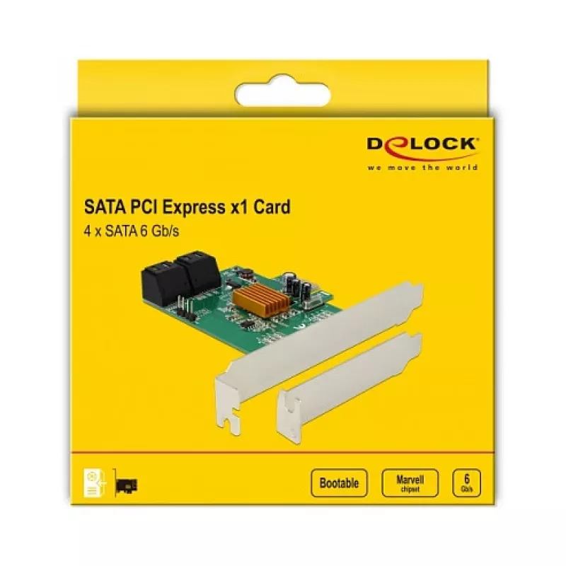DeLOCK 4 Port SATA 6Gb/s PCIe 2.0 x1 Controller Karte mit Marvell 88SE9215