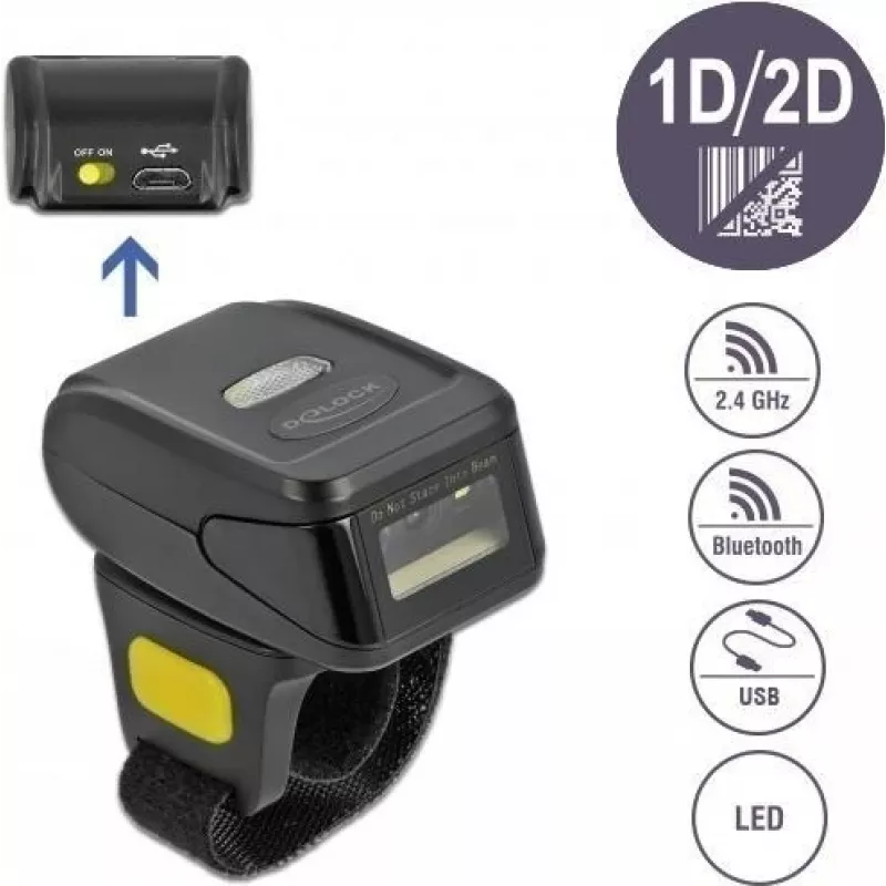 DeLOCK 90508 Tragbarer 1D/2D Barcode-Scanner mit USB, 2,4 GHz RF und Bluetooth 4.1
