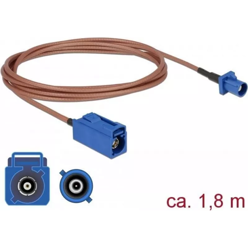 DELOCK Antennenverlängerungskabel FAKRA C Stecker auf FAKRA C Buchse RG-316 1,8 m Koaxial