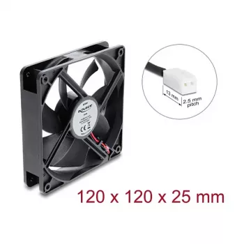 Delock Axiallüfter 48 V DC 120 x 120 x 25 mm 2-Pin-Stecker Schwarz