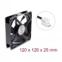 Delock Axiallüfter 48 V DC 120 x 120 x 25 mm 2-Pin-Stecker Schwarz