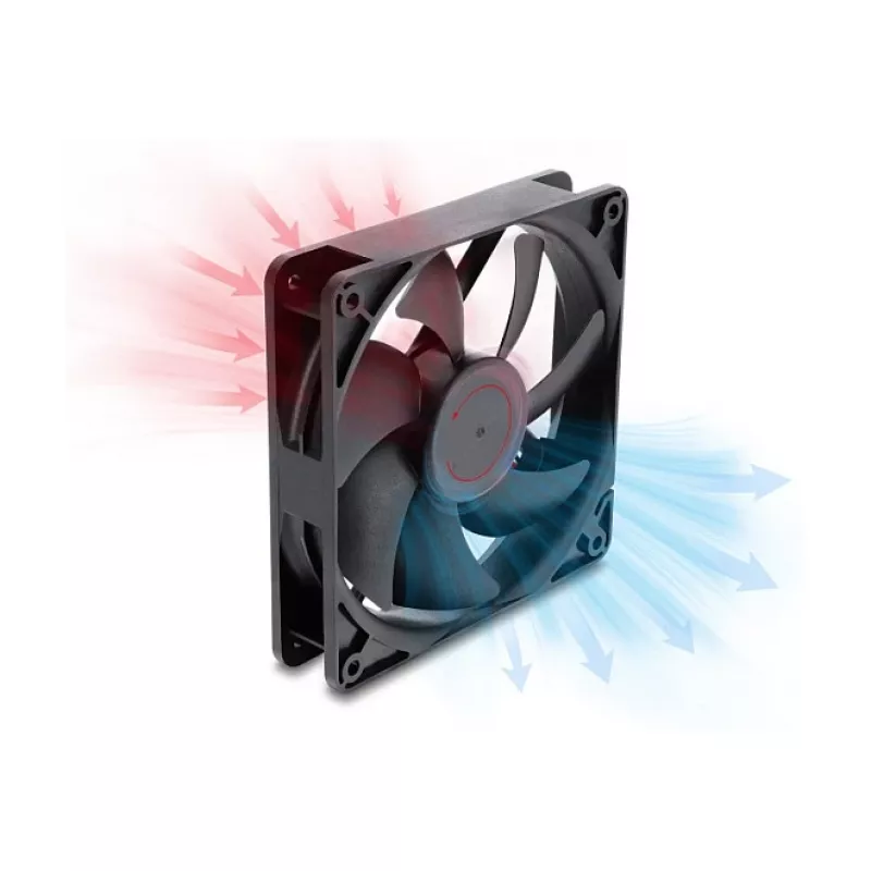 Delock Axiallüfter 48 V DC, 120 x 120 x 25 mm, 4-Pin PWM, Schwarz