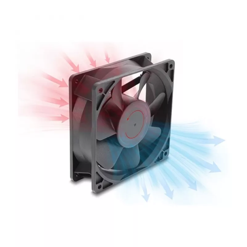 Delock Axiallüfter 48 V DC, 120 x 120 x 38 mm mit 2-Pin-Lüfteranschluss, Schwarz