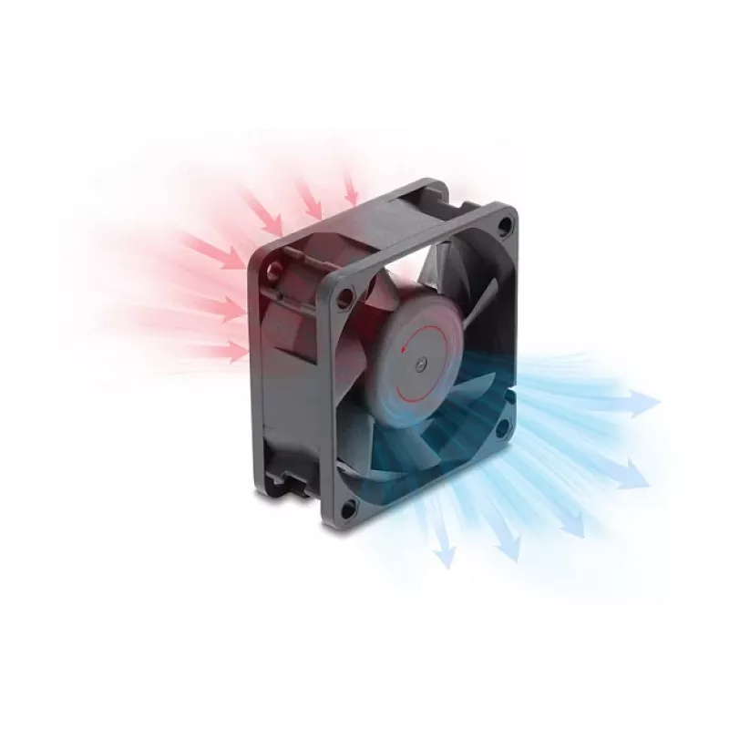 Delock Axiallüfter 48 V DC, 60 x 60 x 25 mm mit 4-poligem PWM-Lüfteranschluss, schwarz