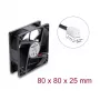 Delock Axiallüfter 48 V DC, 80 x 80 x 25 mm, 2-Pin-Stecker, Schwarz