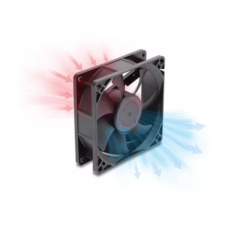 Delock Axiallüfter 48 V DC, 80 x 80 x 25 mm mit 4-Pin-PWM-Anschluss, Schwarz