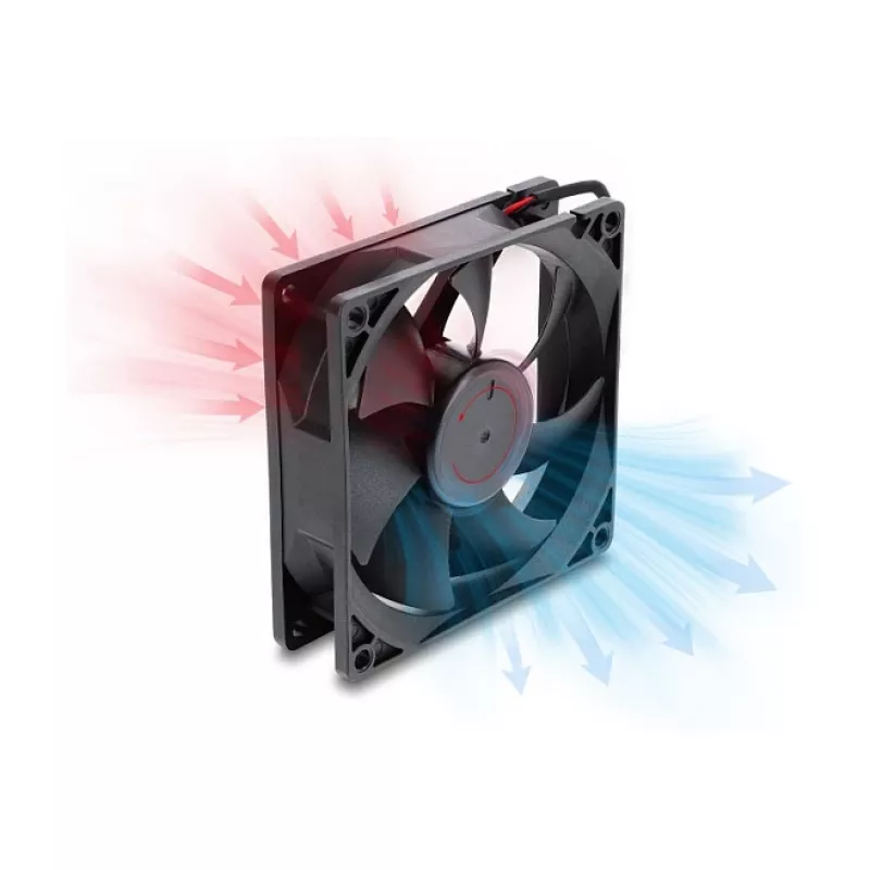 Delock Axiallüfter 48 V DC, 92 x 92 x 25 mm mit 2-Pin-Lüfteranschluss, Schwarz