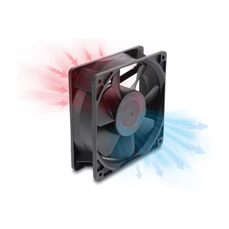Delock Axiallüfter 48V DC, 120x120x38mm, 4-Pin PWM, Kugellager, 3000 U/min, 170 m³/h, Schwarz