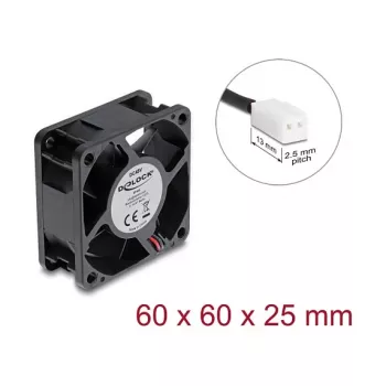 Delock Axiallüfter 48V DC 60x60x25mm mit 2-Pin-Stecker Schwarz