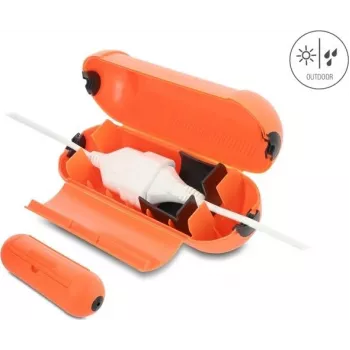Delock Kabelverbindungs-Schutzbox IP44 mit Aufhängehaken, Orange 91729