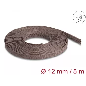 Delock Kabelmanagement-Schlauch, 12 mm, geflochten, nagetierresistent, dehnbar, 5 m, braun