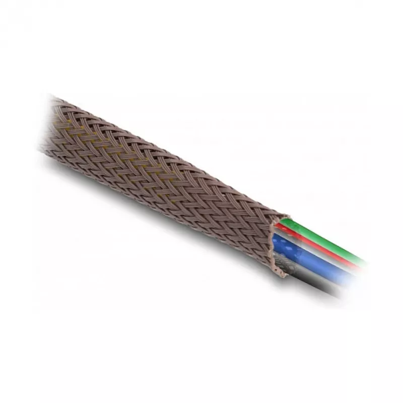 Delock Kabelmanagement-Schlauch, 12 mm, geflochten, nagetierresistent, dehnbar, 5 m, braun