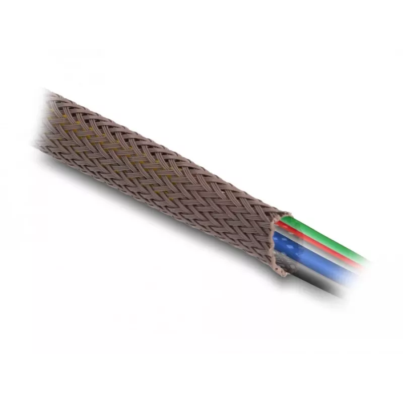 Delock Kabelmanagement-Schlauch, 12 mm, geflochten, nagetierresistent, dehnbar, 5 m, braun