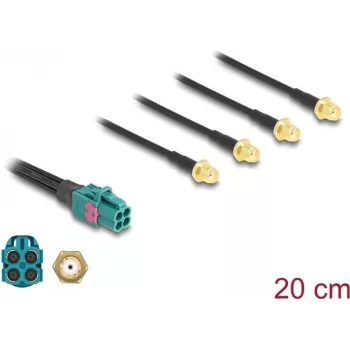 Delock Kabel Mini FAKRA Z Buchse Quad auf 4 x SMA Stecker 0,2 m RG-174 90283