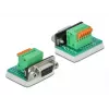 Delock D-Sub 9 Buchse auf 6-Pin Klemmenblock Adapter mit Rändelschrauben und Drucktaster 66556
