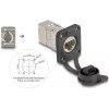 Delock D-Typ RJ45 Einbau-Buchse Cat.6A STP mit LSA-Anschluss und IP66-Schutzkappe