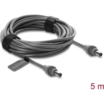 Delock DC 5,5 x 2,1 mm auf DC 5,5 x 2,1 mm Kabel kompatibel mit Starlink Mini, 5 m Grau (91825)