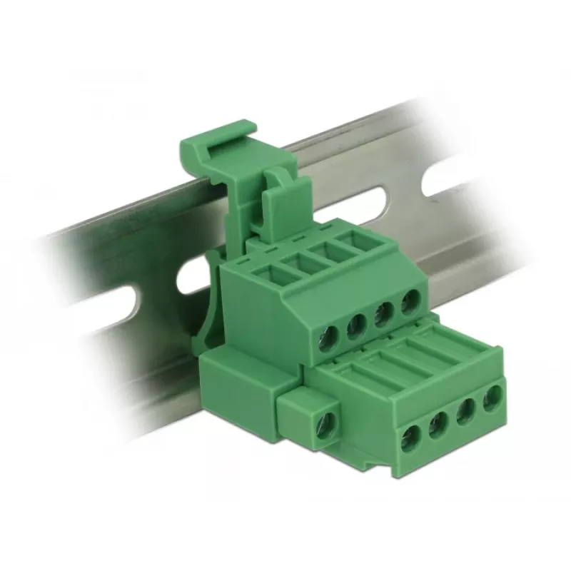 DELOCK DIN-Hutschienen-Klemmenblock-Set 4-polig mit Schraubverriegelung, 800 V, 32 A, Grau