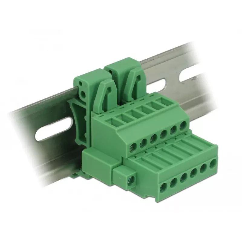 DELOCK DIN-Hutschienen-Klemmenblock-Set, 6-polig, Schraubanschluss, Grau