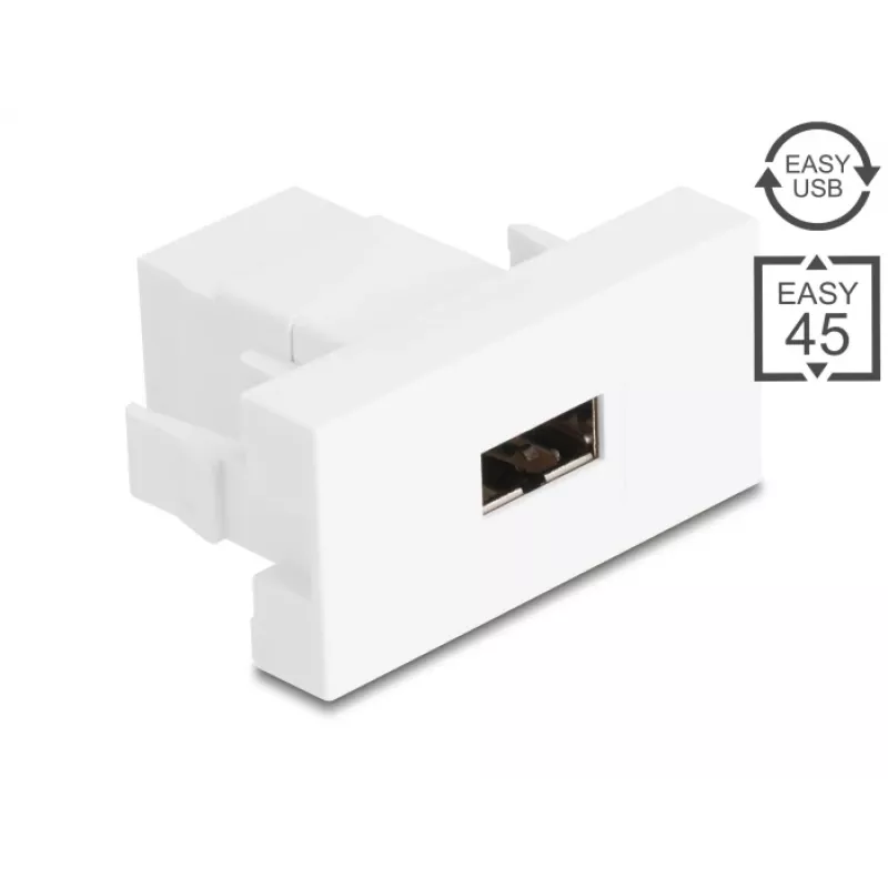 Delock Easy 45 Modul EASY-USB 2.0 Typ-A Buchse zu EASY-USB Typ-A Buchse Weiß 90866