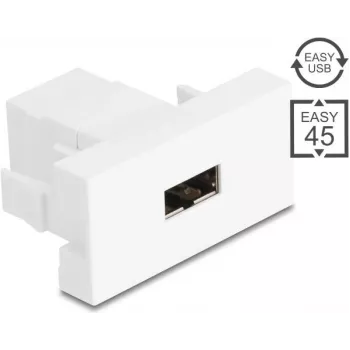 Delock Easy 45 Modul EASY-USB 2.0 Typ-A Buchse zu EASY-USB Typ-A Buchse Weiß 90866