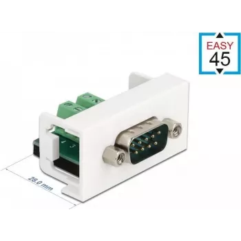 Delock Easy 45 Snap-in-Modul D-Sub 9-polig Stecker auf 10-polige Klemmleiste, Weiß RAL 9003 81351