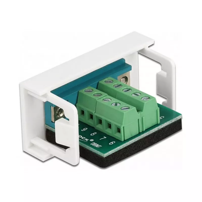 Delock Easy 45 Snap-in-Modul D-Sub 9-polig Stecker auf 10-polige Klemmleiste, Weiß RAL 9003 81351